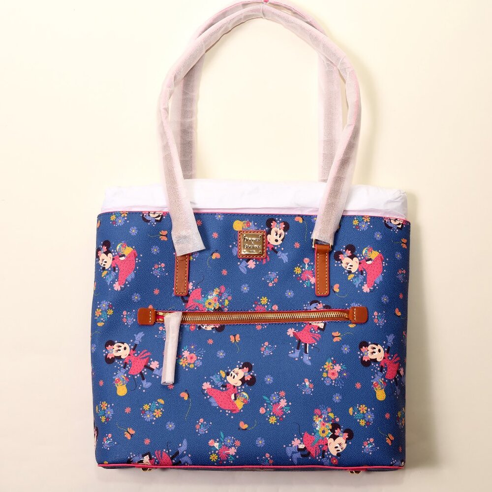 Dooney & Bourke Disney Flower & Garden Festival Epcot Minnie Mouse Blue Tote NWT